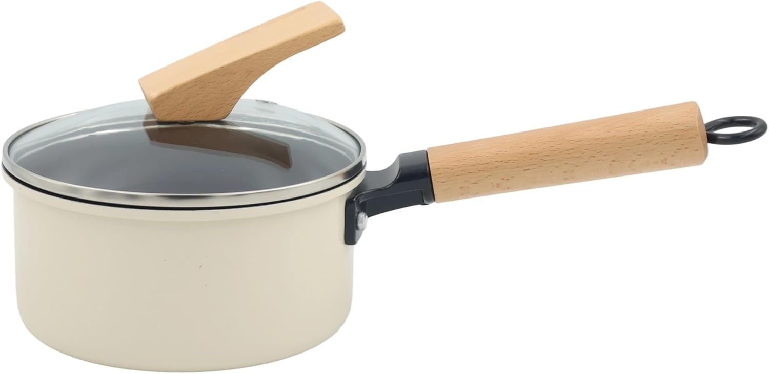 AIYI 7-Piece Refined Iron Non-Stick Cookware Set - Premium Pots, Saucepan & Frying Pans Kit (Wooden Accents) - Image 4