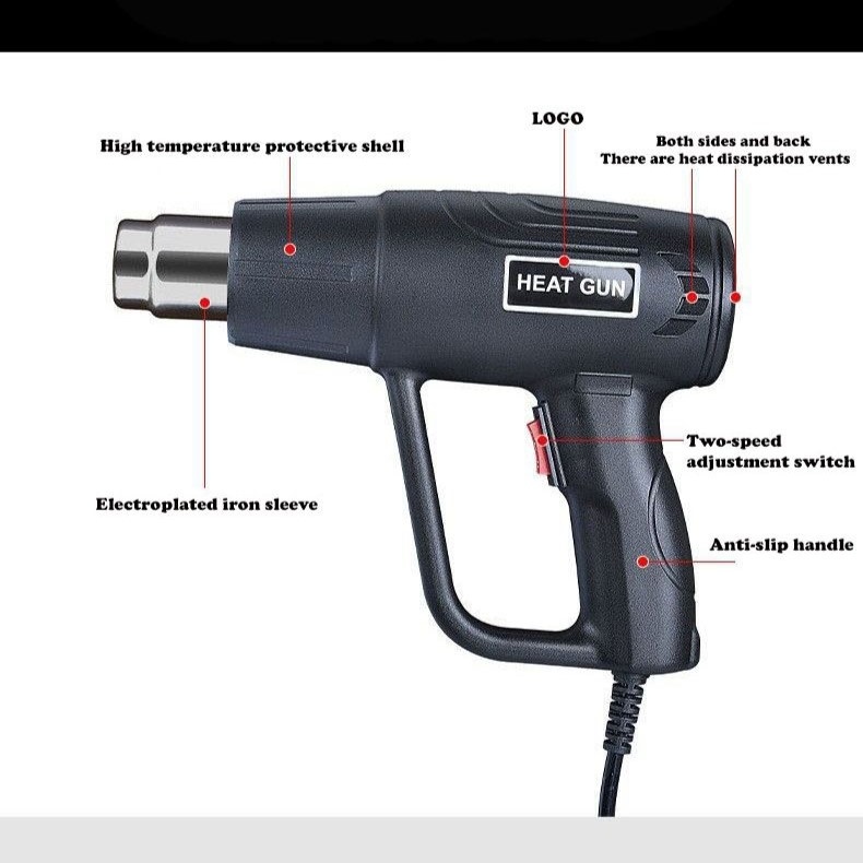Heavy Duty 2000W Dual Temperature Hot Air Heat Gun – Professional Shrink Wrap & Paint Stripper - Image 4