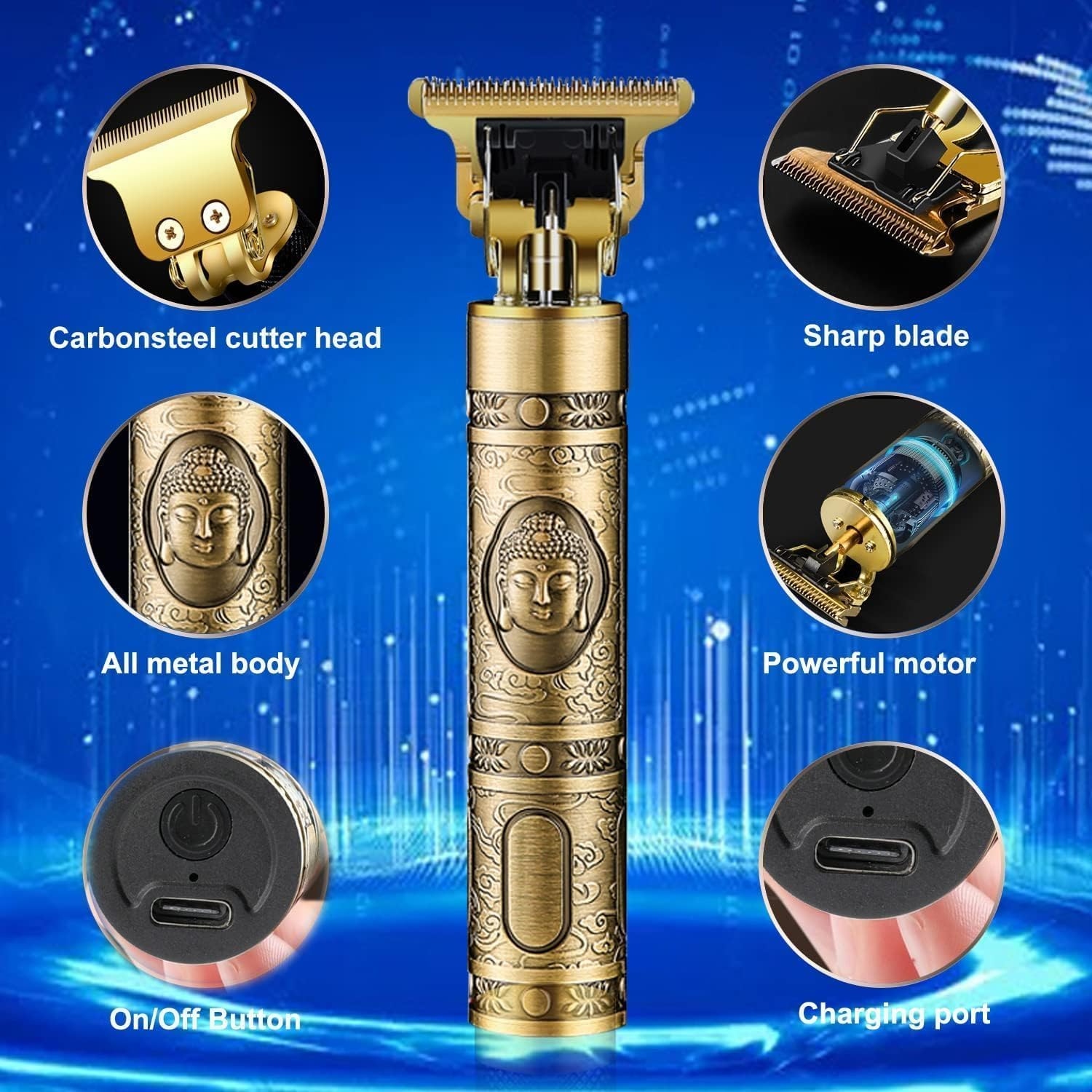 Vintage T9 Professional Hair Trimmer - Cordless Rechargeable Precision T-Blade Clipper (Gold/Bronze) - Image 5