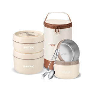 Premium Stackable Thermal Lunch Box Set - Insulated Food Container Set with Thermal Tote Bag