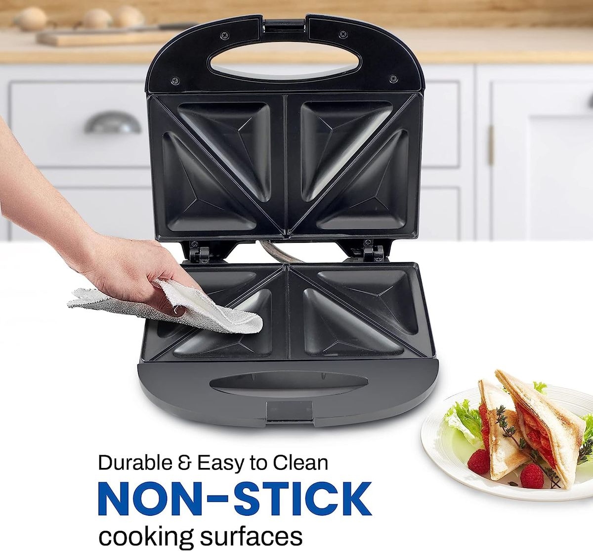 Ackiliss 750W Electric Sandwich Maker - Non-Stick Double-Sided Heating Toasted Sandwich Press - Image 3