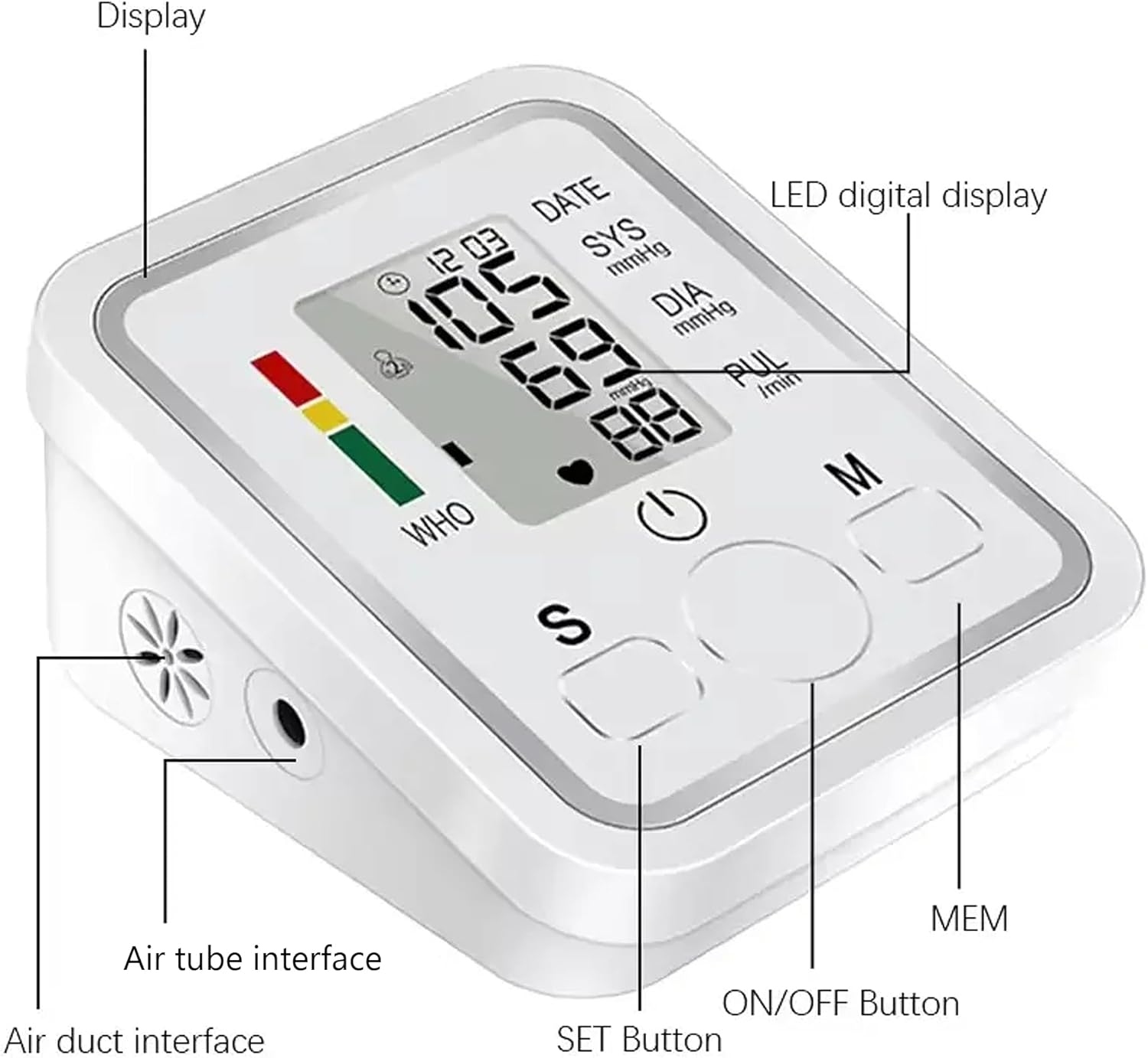Digital Upper Arm Blood Pressure Monitor - Automatic Heart Rate & BP Machine with Large LCD Display & Wide Cuff - Image 3