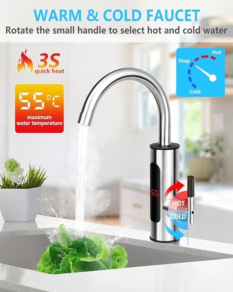 Instant Electric Heating Water Faucet - Tankless Fast Hot Water Kitchen Tap with Touch Screen Digital Display - Image 4