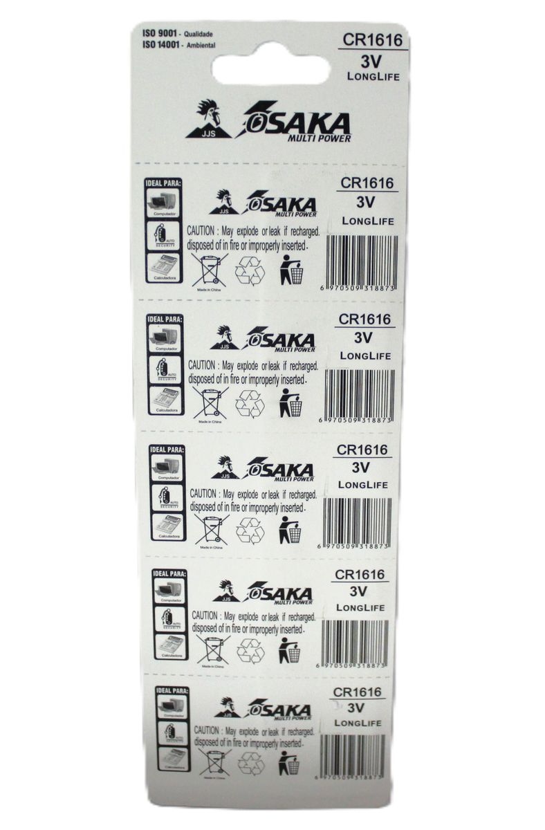 Osaka 3V Lithium Coin Cell Batteries (5-Piece Card) - CR2032, CR2025, CR2016, CR1632, CR1620, CR1616, CR1220 - Image 4